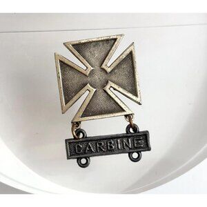 Sterling U.S. Army Carbine Marksman Badge Charm Silver Iron Cross Brooch Pin
